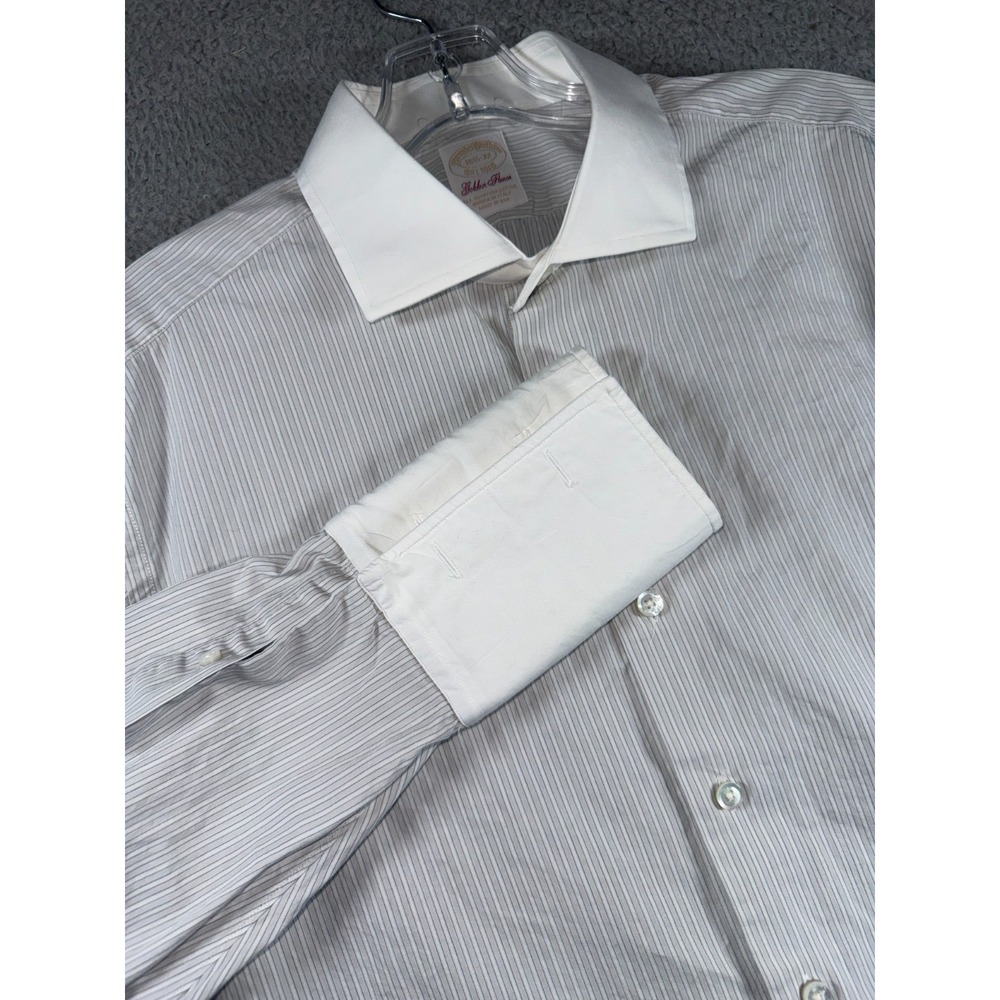 Brooks Brothers Golden Fleece Striped Dress Shirt 16.5 x 32 French Cuff Italy